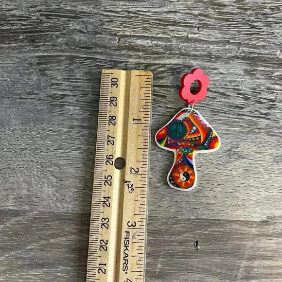 Mushroom Colorful Flower Stud Dangle Earring - Picture 7 of 7